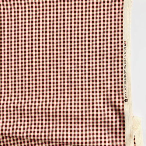 Gingham Check - Pink and Brown - Yuwa Live Life Collection