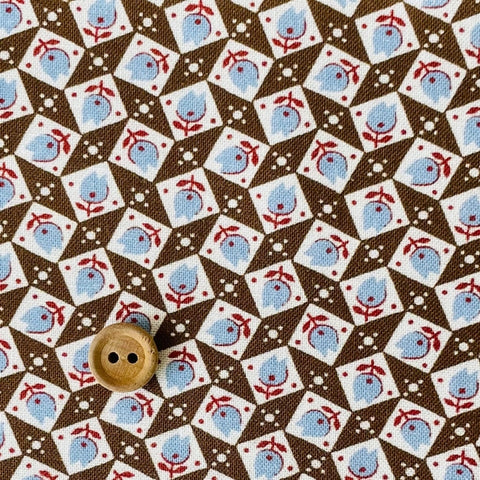 Textile Pantry's 30's - Tulips - Brown - Textile Pantry
