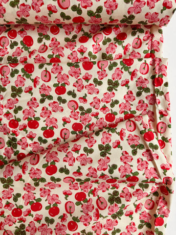 Apples and Blossoms - Red/Pink on Cream - MomNSon