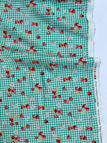 Check & Strawberry - Green (D) - 30's Collection - Atsuko Matsuyama - Yuwa