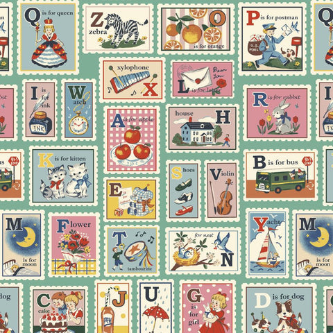 Hello Again 2 - Alphabet - Green (D)  - Quilt Gate