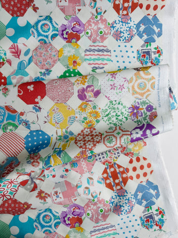 Ka's Favorite Feedsack - Octagon - White - Textile Pantry