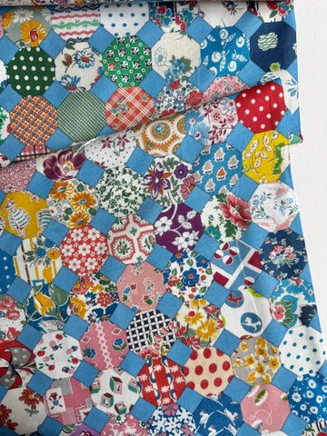 Ka's Favorite Feedsack - Octagon - Blue - Textile Pantry