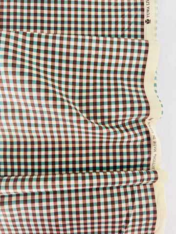 Yuwa Live Life Gingham - Brown/Turquoise - Yuwa