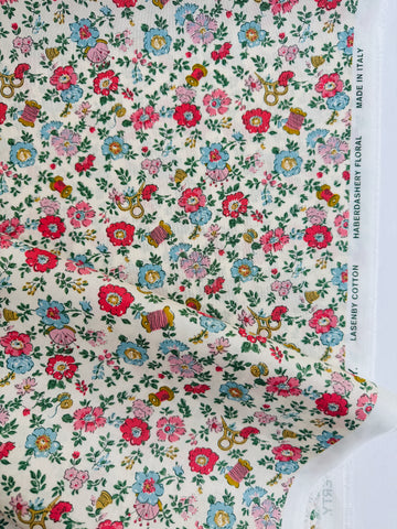 Haberdashery Floral - Cream/Pink/Mustard - Tudor Celebration - Liberty - Riley Blake