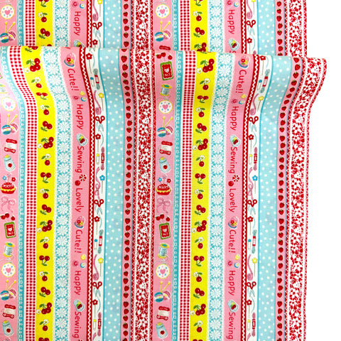 Sewing Ribbon - Pink X Blue (A) - Atsuko Matsuyama - 30's Collection - Yuwa