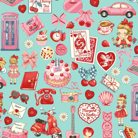 Margaret & Sophie 8- Happy Girls Collection - Aqua - Quilt Gate