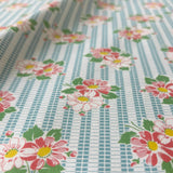 Pantry 30's Collection - Bouquet and Stripe - Mint (A)- Textile Pantry