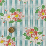 Pantry 30's Collection - Bouquet and Stripe - Mint (A)- Textile Pantry
