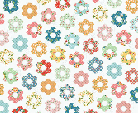 Flower Market - Grandmother's Garden Quilt Panel - Elea Lutz - Poppie Cotton