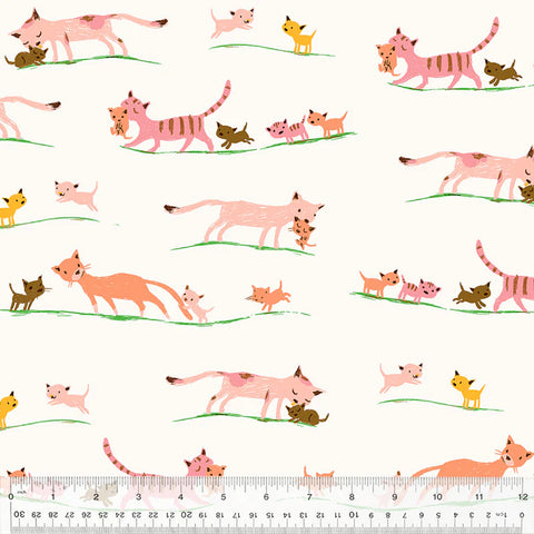 Studio Edit - Mother Cats - Cream - Heather Ross - Windham