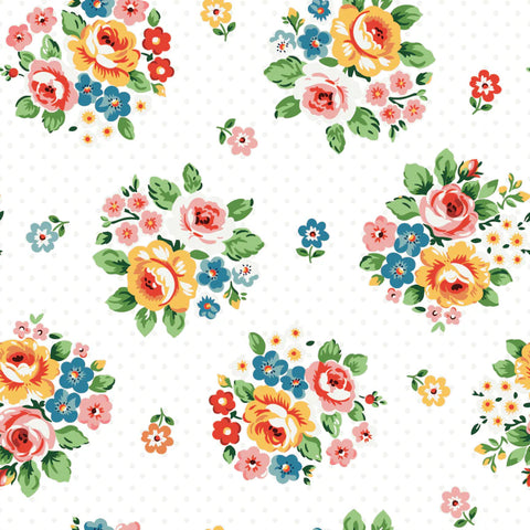 Flower Market - Flower Market Bouquet - White - Elea Lutz - Poppie Cotton