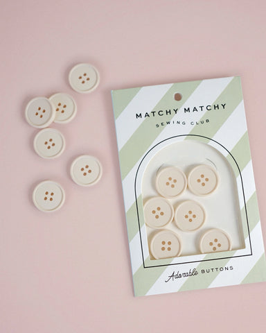 Retro Buttons - Cream Puff - Off White - Matchy Matchy Sewing Club