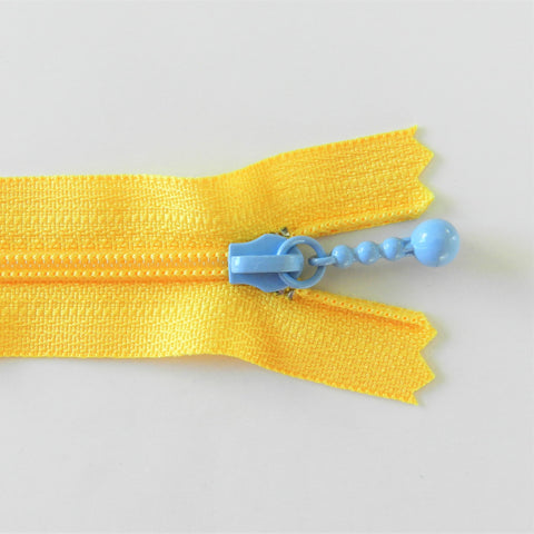 Pearl Drop Zipper - Brights - Yellow with Periwinkle Pull