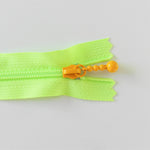 Pearl Drop Zipper - Brights - Neon Green with Orange Pull