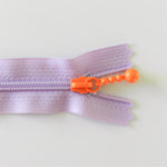 Pearl Drop Zipper - Brights - Lavender with Orange Pull