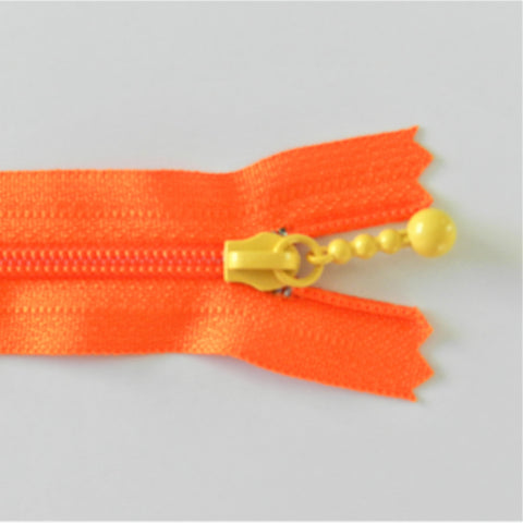 Pearl Drop Zipper - Brights - Orange with Yellow Pull