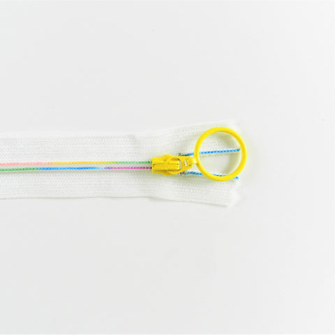 Skeleton Zipper - Rainbow with Yellow Pull