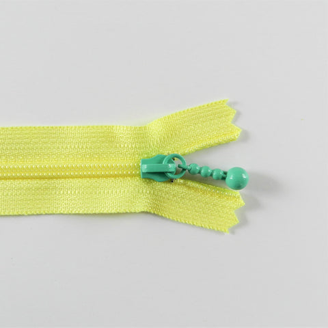 Pearl Drop Zipper - Pastel - Yellow with Mint Pull