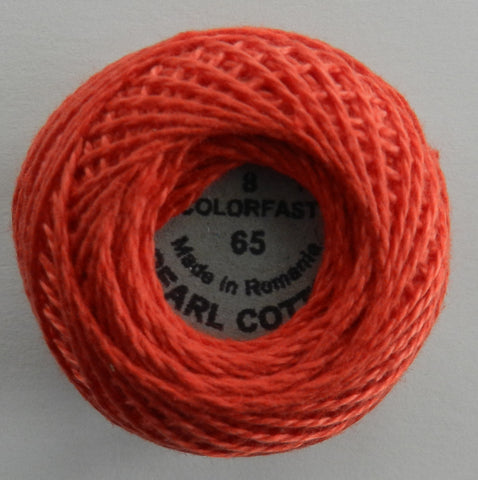 Valdani Size 8 Perle Cotton - Color 65 Orange Red