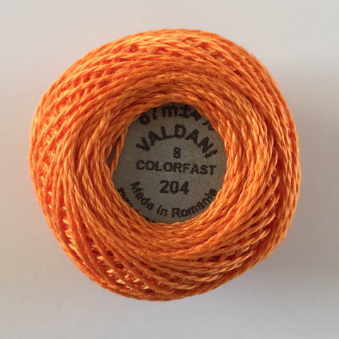 Valdani Size 8 Perle Cotton - Color 204 Bright Orange Coral