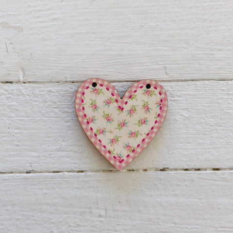 Atelier Bonheur du jour - Buttons -  Gingham Heart - Pink
