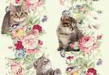 Roses Meet Kittens - Stripe - Cream - Quilt Gate